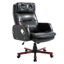 PU Leather Adjustable Office Executive Swivel Chair Armrest Computer Desk Reclining Arm Seat-Black