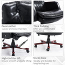 PU Leather Adjustable Office Executive Swivel Chair Armrest Computer Desk Reclining Arm Seat-Black
