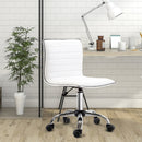 Armless Mid-Back Adjustable Office Chair with in PU Leather and Chrome Base-White