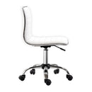 Armless Mid-Back Adjustable Office Chair with in PU Leather and Chrome Base-White