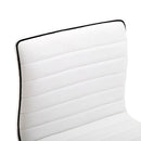 Armless Mid-Back Adjustable Office Chair with in PU Leather and Chrome Base-White