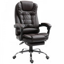 Recliner PU Office Chair Executive Leather High Back Swivel W/Footrest-Brown