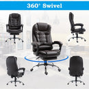 Recliner PU Office Chair Executive Leather High Back Swivel W/Footrest-Brown