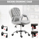 Vinsetto Velour Office Chair Diamante Tufted Padded Ergonomic 360 Swivel - Grey