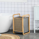 Bamboo Laundry Hamper Basket with Removable Fabric Liner for Bathroom Utility