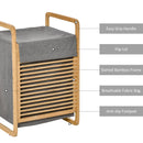 Bamboo Laundry Hamper Basket with Removable Fabric Liner for Bathroom Utility