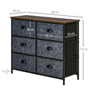 Industrial Chests of Drawer, Fabric Dresser Storage Cabinet, Top Shelf Steel Frame Handles - Rustic Grey & Black