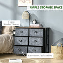 Industrial Chests of Drawer, Fabric Dresser Storage Cabinet, Top Shelf Steel Frame Handles - Rustic Grey & Black