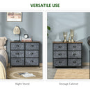 Industrial Chests of Drawer, Fabric Dresser Storage Cabinet, Top Shelf Steel Frame Handles - Rustic Grey & Black