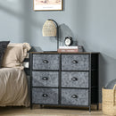 Industrial Chests of Drawer, Fabric Dresser Storage Cabinet, Top Shelf Steel Frame Handles - Rustic Grey & Black