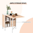 Drop Leaf Table Folding Computer Desk Workstation for Small Space W/ 2 Storage Shelves Cubes-Oak/White Colour