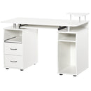 Computer Desk Office PC Table Workstation with  Keyboard Tray, CPU Shelf, Drawers, Sliding Scanner Shelf, White w/ Drawer