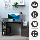 Computer Desk Workstation Wood Laptop Table W/Drawer Shelves - Black