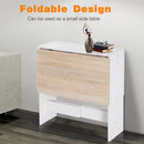 Drop Leaf Table Particle Board Wooden Folding Dining Writing Computer Desk Workstation - Oak White