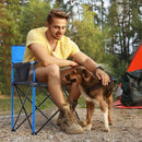 Outsunny Metal Frame Sponge Padded Folding Camping Chair w/ Pockets Blue