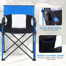Outsunny Metal Frame Sponge Padded Folding Camping Chair w/ Pockets Blue