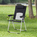 Outsunny Metal Frame 3-Position Adjustable Outdoor Garden Chair w/ Headrest Black