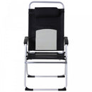 Outsunny Metal Frame 3-Position Adjustable Outdoor Garden Chair w/ Headrest Black