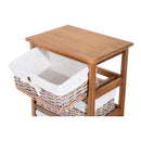 5-Drawers Storage Unit Wooden Frame with Wicker Woven Baskets Household Cabinet Chest