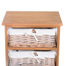 5-Drawers Storage Unit Wooden Frame with Wicker Woven Baskets Household Cabinet Chest