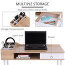 Computer Desk PC Workstation Laptop Table Storage Unit Metal Frame-Oak/White Colour