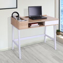 Computer Desk PC Workstation Laptop Table Storage Unit Metal Frame-Oak/White Colour