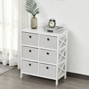 Non-Woven Fabric 6-Drawer MDF Bedroom Cabinet White