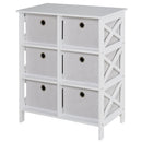 Non-Woven Fabric 6-Drawer MDF Bedroom Cabinet White