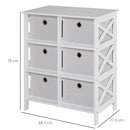 Non-Woven Fabric 6-Drawer MDF Bedroom Cabinet White