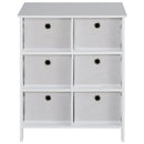 Non-Woven Fabric 6-Drawer MDF Bedroom Cabinet White