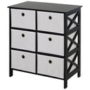 Non-Woven Fabric 6-Drawer MDF Bedroom Cabinet Black
