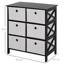 Non-Woven Fabric 6-Drawer MDF Bedroom Cabinet Black