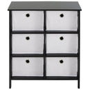 Non-Woven Fabric 6-Drawer MDF Bedroom Cabinet Black