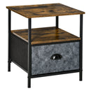 Side Table Industrial End Table Nightstand with Removable Drawer Steel Frame for Living Room Bedroom Entryway Rustic Brown Vintage Coffee