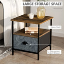 Side Table Industrial End Table Nightstand with Removable Drawer Steel Frame for Living Room Bedroom Entryway Rustic Brown Vintage Coffee