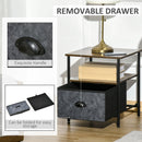 Side Table Industrial End Table Nightstand with Removable Drawer Steel Frame for Living Room Bedroom Entryway Rustic Brown Vintage Coffee