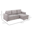 Sofa Bed Reversible L-Shaped Sectional Sofa Set Linen-Touch Sleeper Futon with Storage, Grey Linen Storage