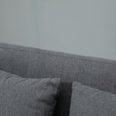 2-Seat Loveseat Sofa Chenille Fabric Upholstered Couch with Rubberwood Legs, Grey Wood