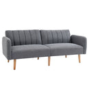 Two Seater Sofa Bed, Convertible Linen Fabric Sofa Couch,  Click Clack Sofabed with Adjustable Split Backrest for Living Room, Bedroom, Guest Room, Grey Bed