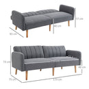 Two Seater Sofa Bed, Convertible Linen Fabric Sofa Couch,  Click Clack Sofabed with Adjustable Split Backrest for Living Room, Bedroom, Guest Room, Grey Bed