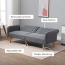 Two Seater Sofa Bed, Convertible Linen Fabric Sofa Couch,  Click Clack Sofabed with Adjustable Split Backrest for Living Room, Bedroom, Guest Room, Grey Bed
