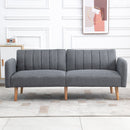 Two Seater Sofa Bed, Convertible Linen Fabric Sofa Couch,  Click Clack Sofabed with Adjustable Split Backrest for Living Room, Bedroom, Guest Room, Grey Bed