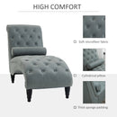 Tufted Chaise Longue Modern Recliner Upholstered Leisure Sofa Chair with Pillow for Living Room, Bedroom, Grey