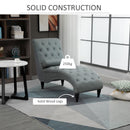 Tufted Chaise Longue Modern Recliner Upholstered Leisure Sofa Chair with Pillow for Living Room, Bedroom, Grey