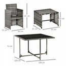Outsunny 8-Seater Rattan Furniture Set Wicker Weave Patio Dining Table Seat - Grey