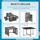 Outsunny 8-Seater Rattan Furniture Set Wicker Weave Patio Dining Table Seat - Grey
