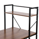 Computer Workstation, Metal Frame-Walnut/ Black