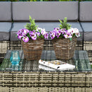 Outsunny 2 Pieces Artificial Phalaenopsis Decorative Plant with Straw Plaiting Pot, Fake Flower, 45cm, White Purple PCs Flower w/ Pot