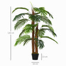 HOMCOM Outsunny Artificial Palm Tree Decorative Plant 19 Leaves w/ Nursery Pot Fake Tropical Tree Indoor/Outdoor décor 120 cm