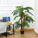 HOMCOM Outsunny Artificial Palm Tree Decorative Plant 19 Leaves w/ Nursery Pot Fake Tropical Tree Indoor/Outdoor décor 120 cm